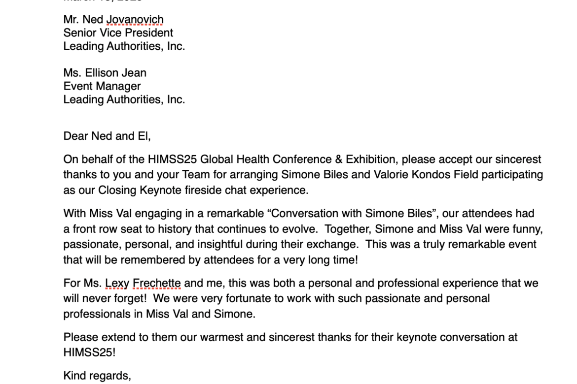 Simone Biles & Miss Val Thank You